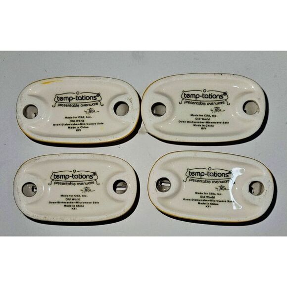 Lot 4 Temptations By Tara Old World Gold Yellow Ceramic Name Place Card Holders - Picture 3 of 4